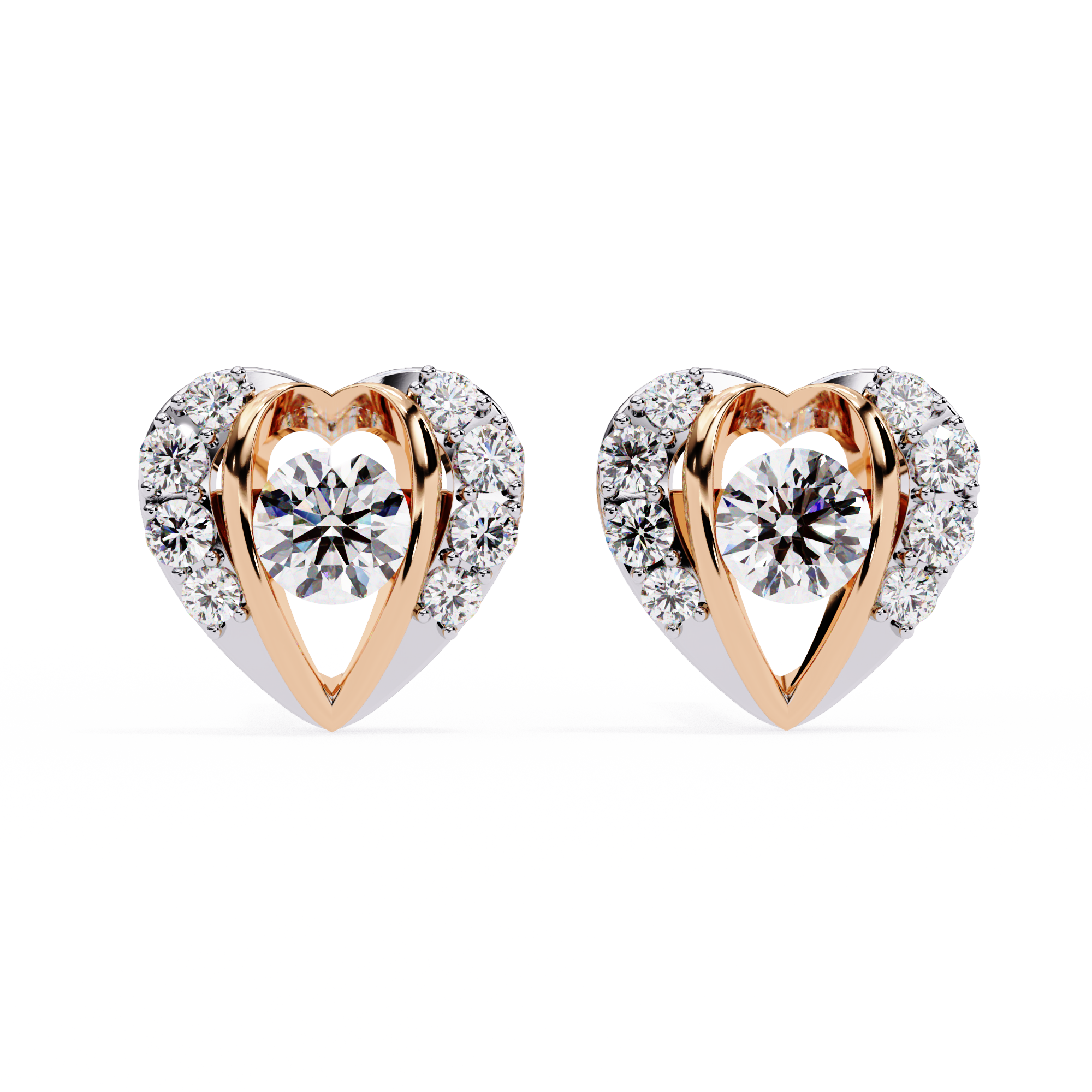 0.74ct Natural Diamond Heart Earrings